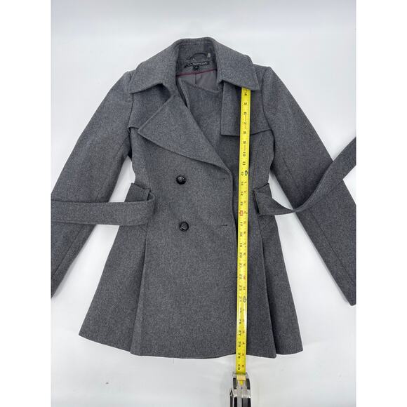 Via Spiga Gray Wool Blend Belted Peacoat Structured Winter Coat Size 4 EUC - Picture 7 of 8